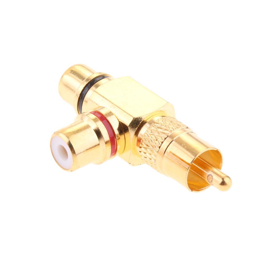 4x RCA Plug Male to 2 RCA Socket Female Connector Adaptor Right Angle