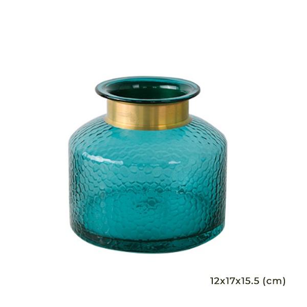 Bình Hoa Thủy Tinh Xanh Cổ Vịt Thổi Tay Cao Cấp - Sang Trọng