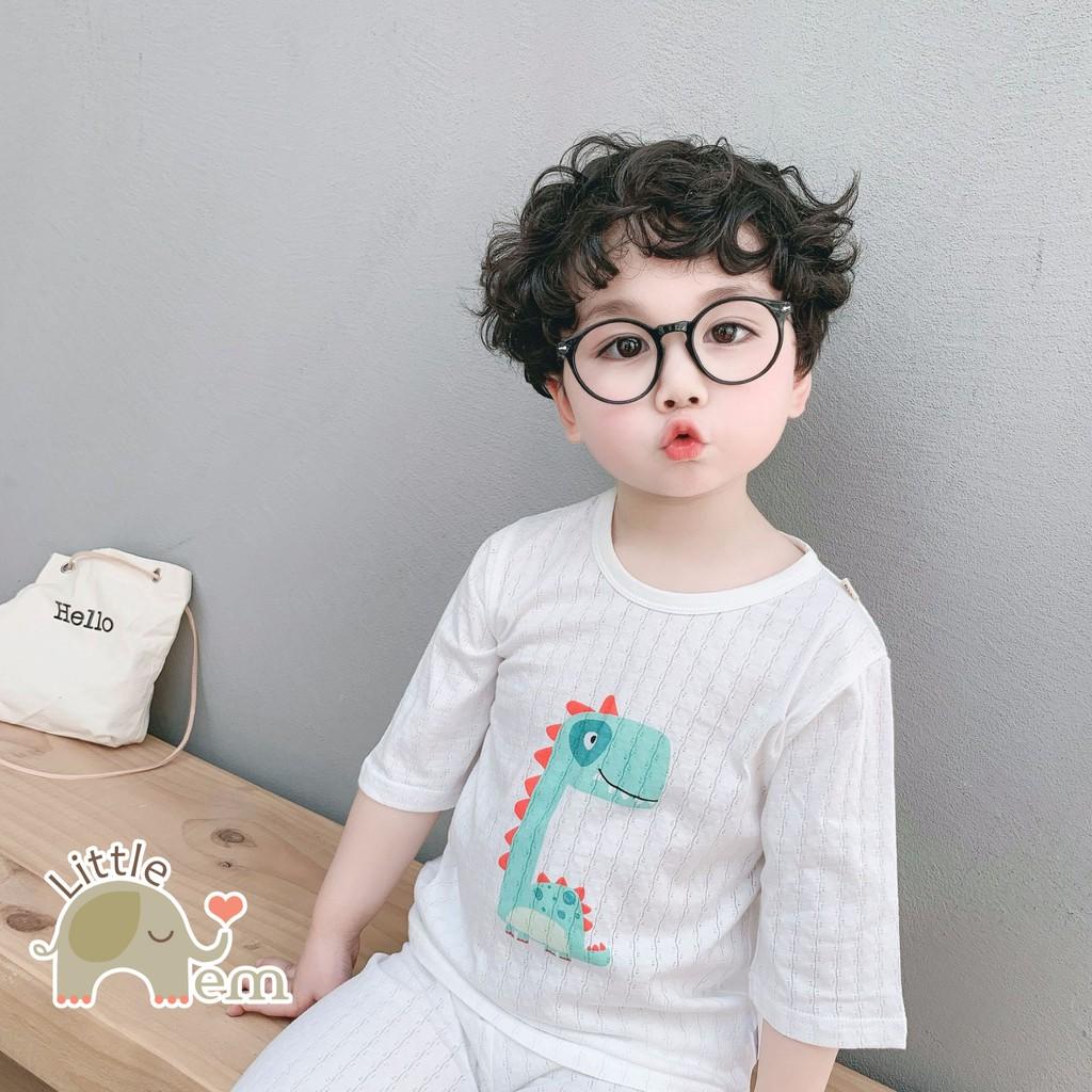 Bộ đồ bé trai/ bé gái Cotton xuất Nhật lửng _ White Cartoon