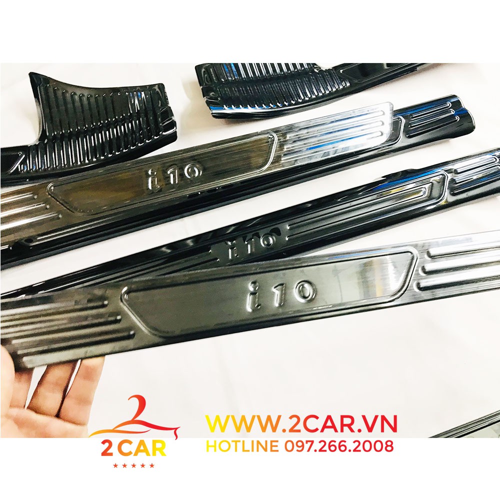 Ốp bậc cửa, Nẹp Bước Chân Trong, ngoài Xe Hyundai i10 2014 - 2020 chất liệu Titan cao cấp