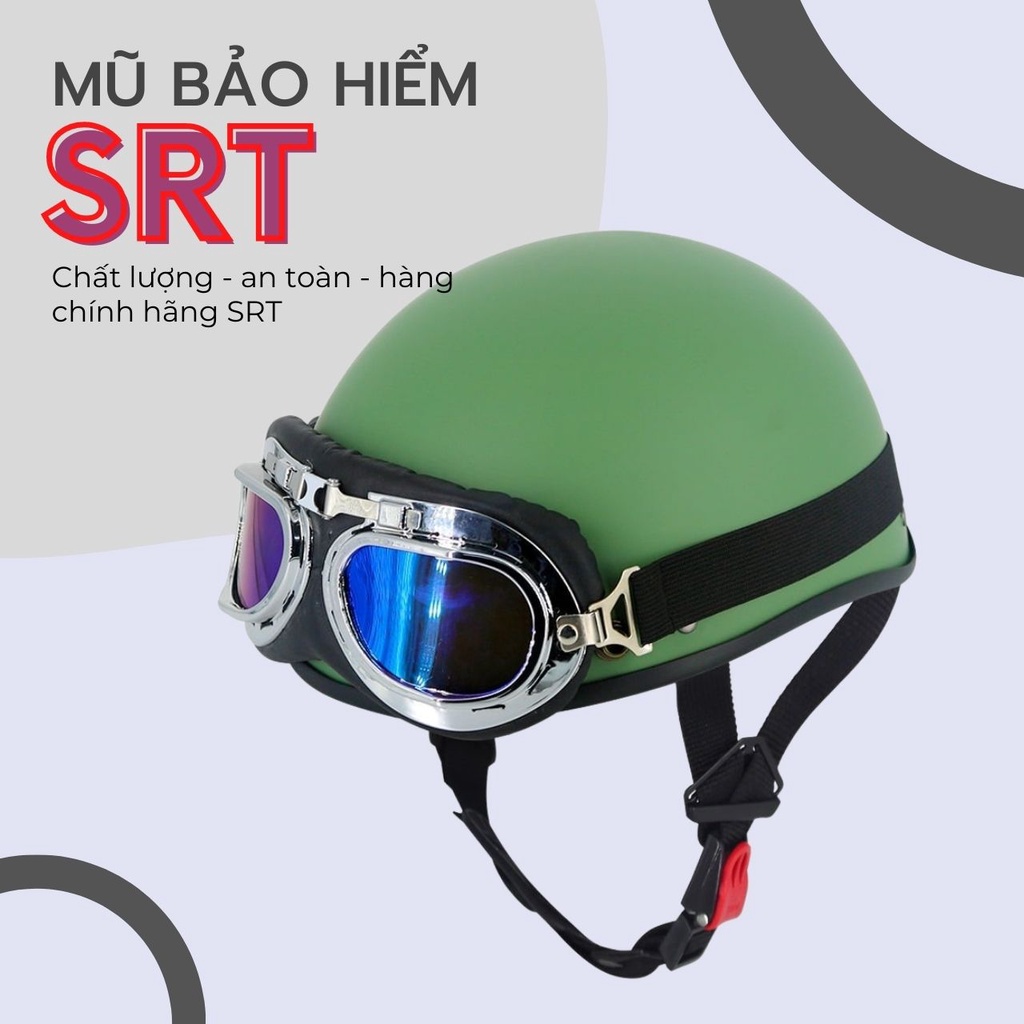 Mũ bảo hiểm 1/2 đầu SRT_001 đủ màu, Freesize 55-58cm - Bảo hành 12 tháng