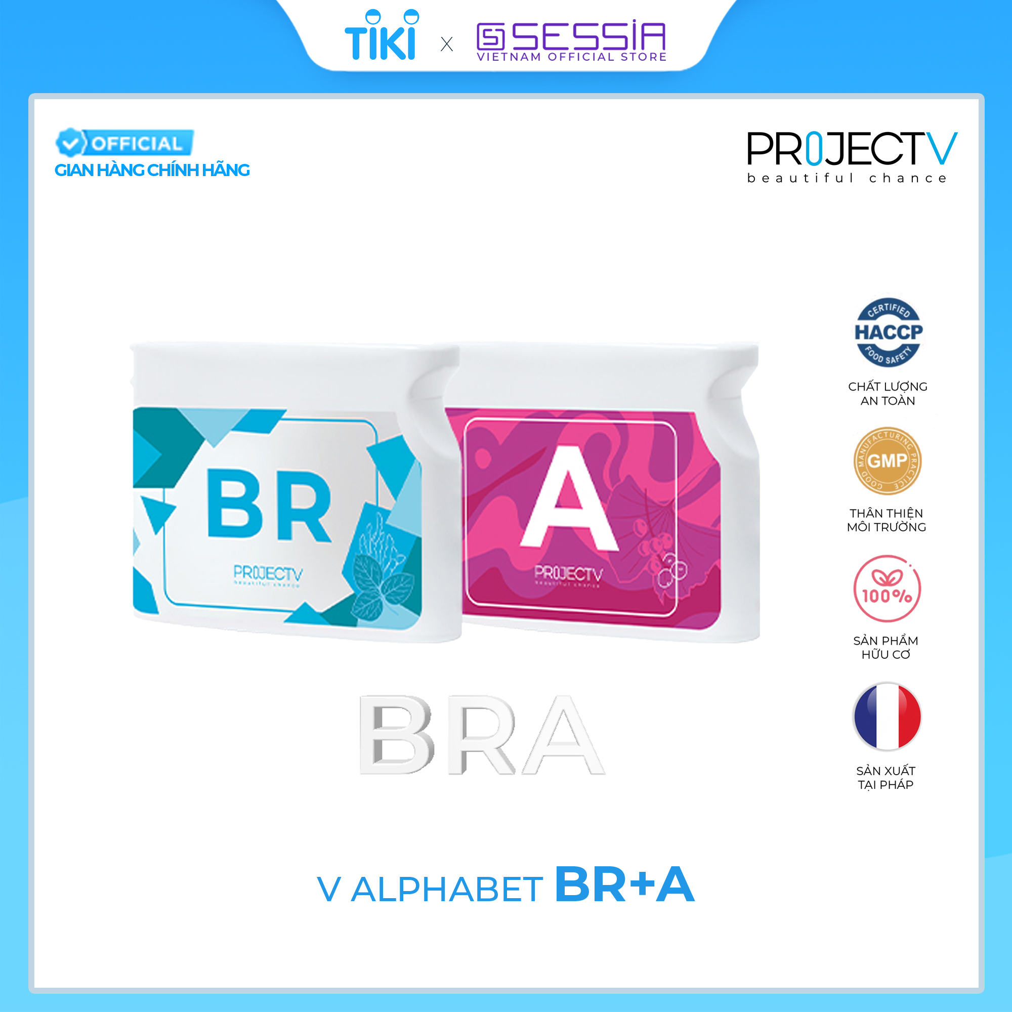 [VOUCHER 220K] Thực Phẩm Sức Khoẻ BR+A | V Alphabet - Hỗ trợ trí não & Chống oxy hoá - PROJECT V - Xuất xứ Pháp, Hàng Chính Hãng