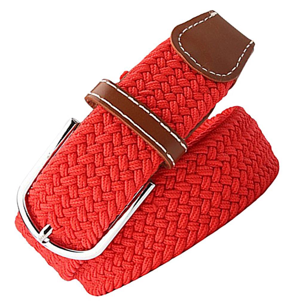 Men Women Casual Woven Canvas Belt Webbing Belt Travel Waistband Red