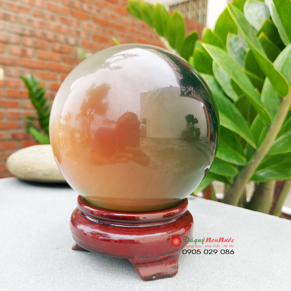 Quả cầu phong thuỷ đá mắt mèo đa sắc 10cm - đá Non Nước