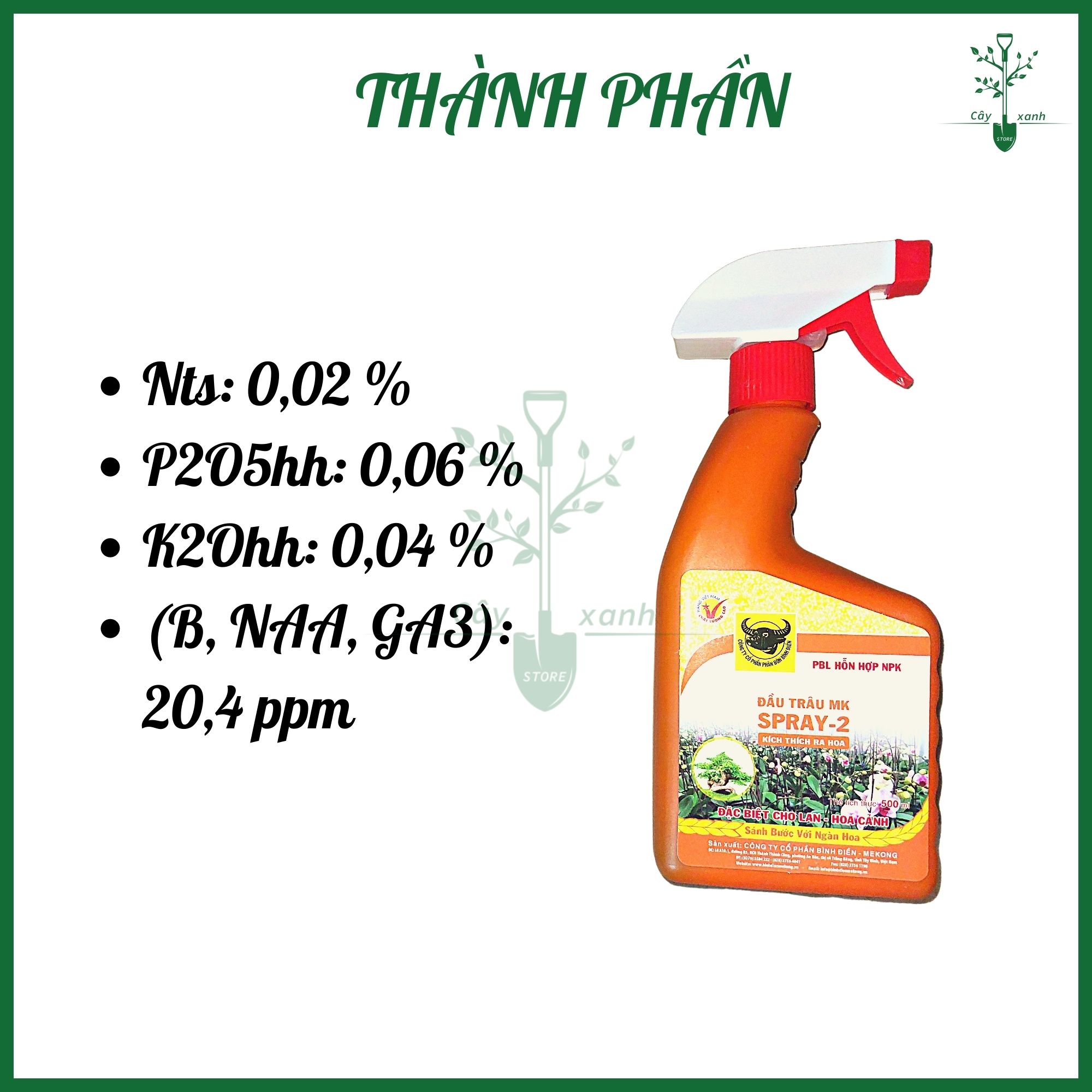 Chai xịt 500ml - Phân bón lá ĐẦU TRÂU SPRAY 2 kích mầm hoa, nhanh trổ, hoa to, bên màu - Cây Xanh Store