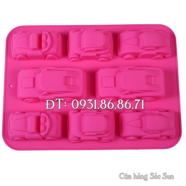 Khuôn silicon 8 chiếc xe hơi – Mã số 1386
