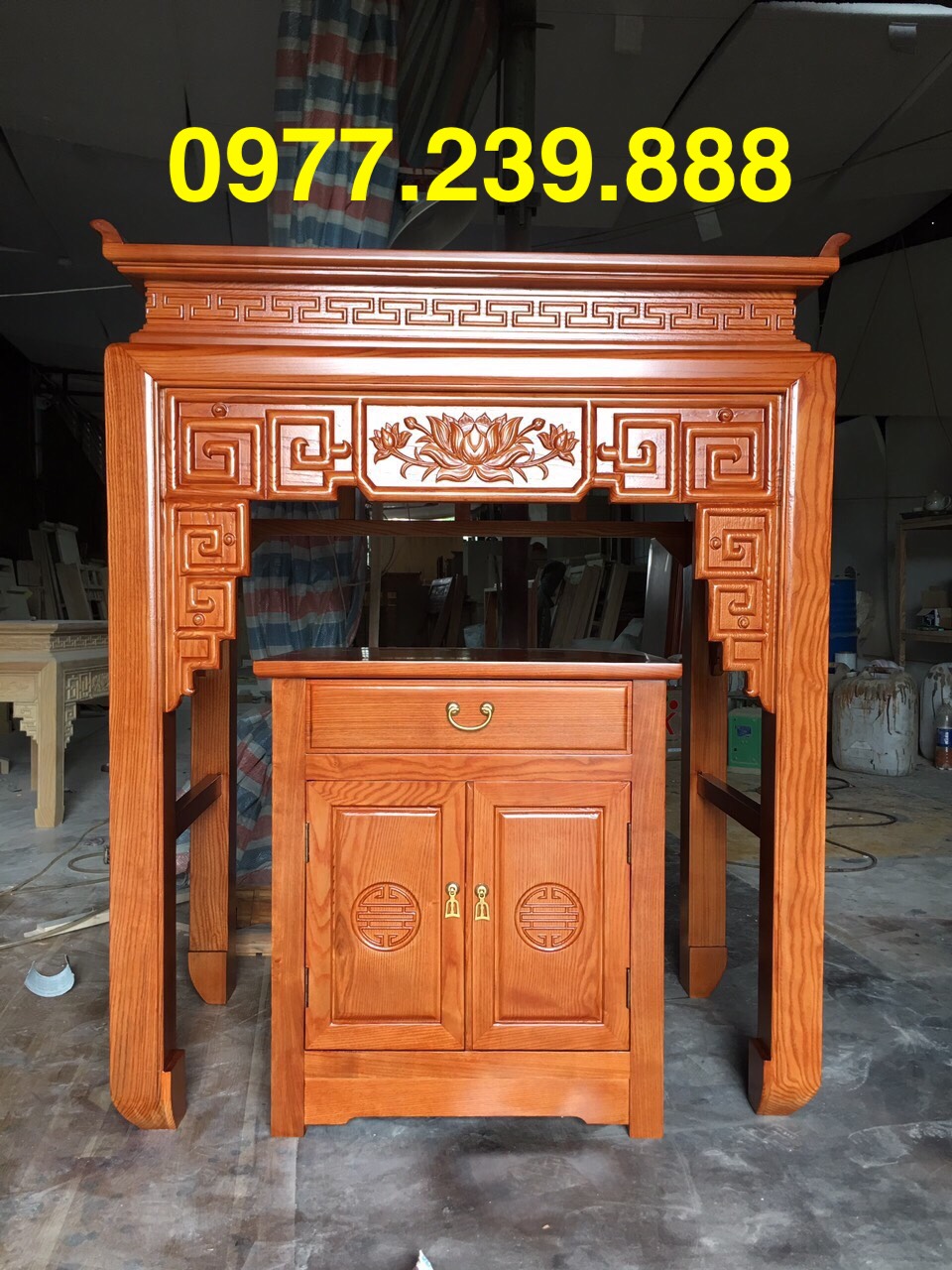 bộ bàn thờ gỗ sồi 127cm