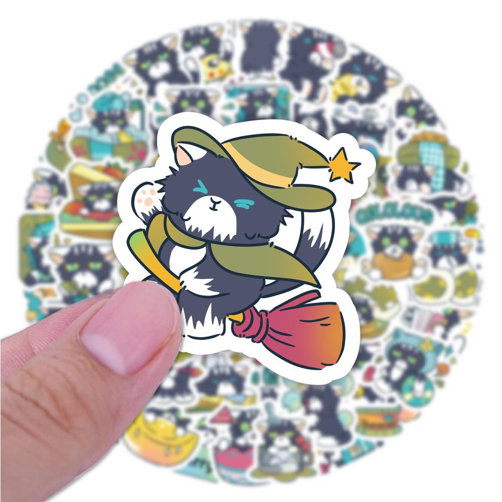 Sticker MÈO MẮT XANH hoạt hình cute trang trí mũ bảo hiểm,guitar,ukulele,điện thoại,sổ tay,laptop-mẫu S95