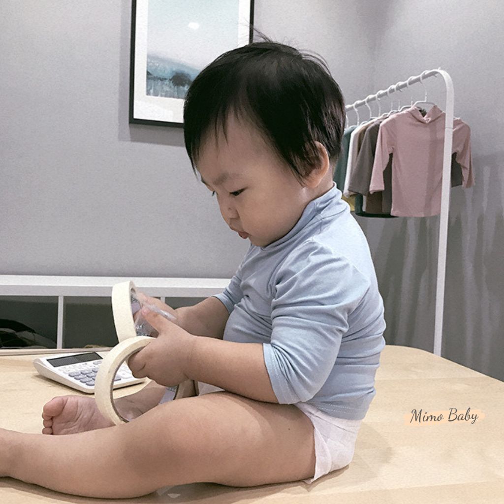 Áo dài tay giữ nhiệt vải trơn cổ 3 phân mùa thu đông cho bé QA71 Mimo Baby