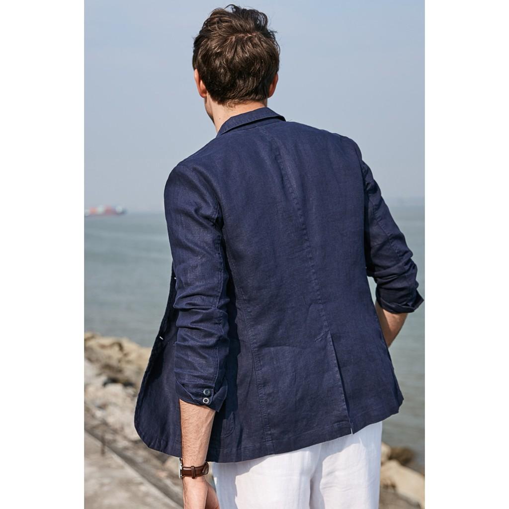 Áo vest Blazer Linen nam dáng lửng, thời trang phong cách trẻ trung