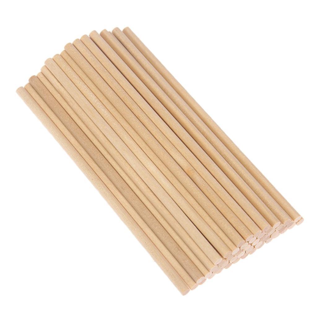 50Pcs Wooden Pieces Wood Sticks Dowels Rod Round Shaped – Unfinished Wood is Easy to Paint, Stain, Embellish – Perfect for Art Craft Project, Natural