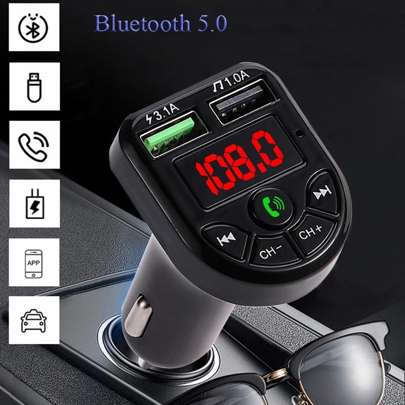 Bluetooth 5.0 FM Transmitter Car Kit MP3 Modulator Player Wireless Handsfree Audio Receiver Dual USB Fast Charger