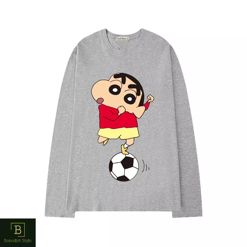 Áo thun tay dài form rộng unisex freesize bé Shin cậu bé bút chì đá banh BND37