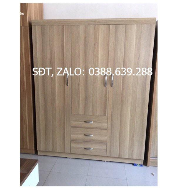 Tủ Gỗ melamin 3 buồng 2 ngăn kéo