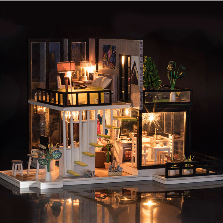 Mô hình nhà DIY Doll House September Fores Kèm Đèn LED và Mica chống bụi