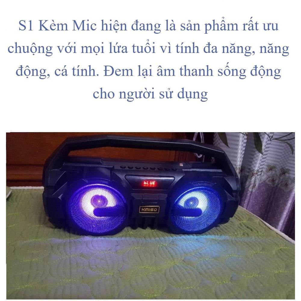 Loa Bluetooth Karaoke KIMISO KM-S1 Âm Bass Cực Hay, Hỗ Trợ Nghe Radio - Tặng kèm Mic hát Karaoke - Hàng Nhập Khẩu