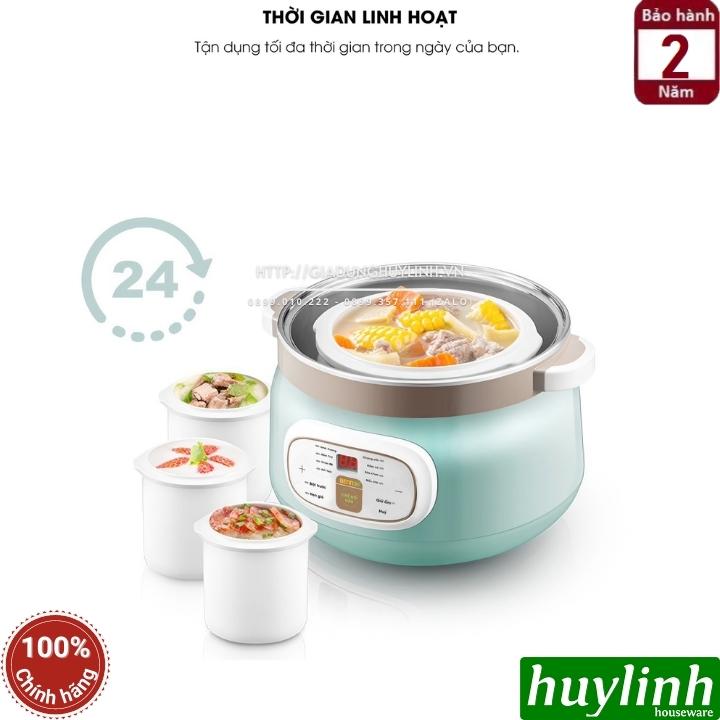 Nồi nấu chậm - chưng yến cách thuỷ Bennix BN-22CWG - thố lớn 2.2 lít - 3 thố nhỏ 0.45 lít - Hàng chính hãng