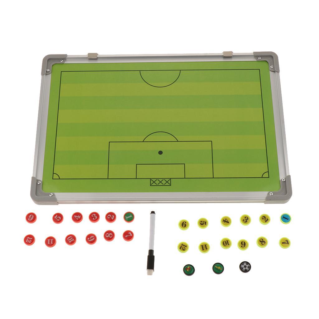 2 Set of Football Soccer Coaches Board, 2 Sided Magnetic Strategy Clipboard, Full & Half Field View Sides with 54Pcs Magnets (27Pcs/Set)