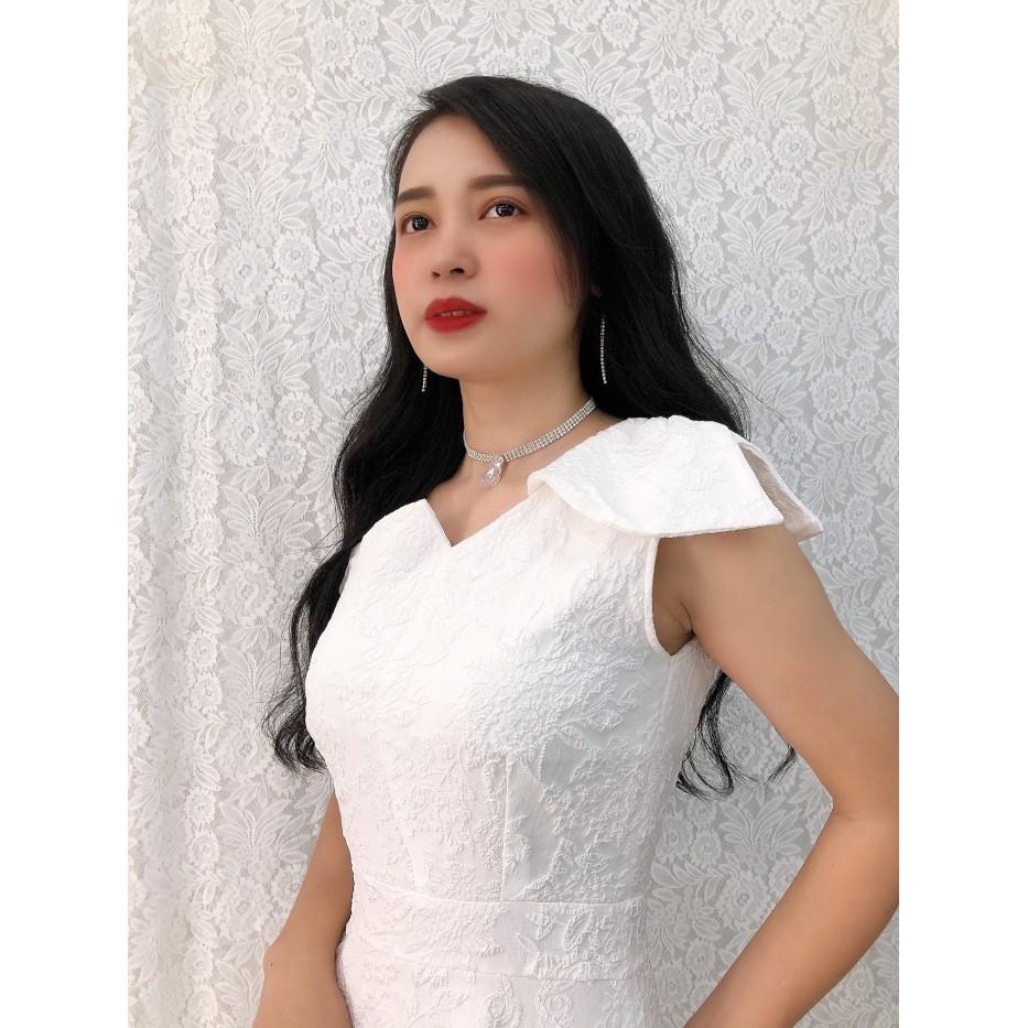 Đầm xòe dự tiệc đính nơ vai trẻ trung