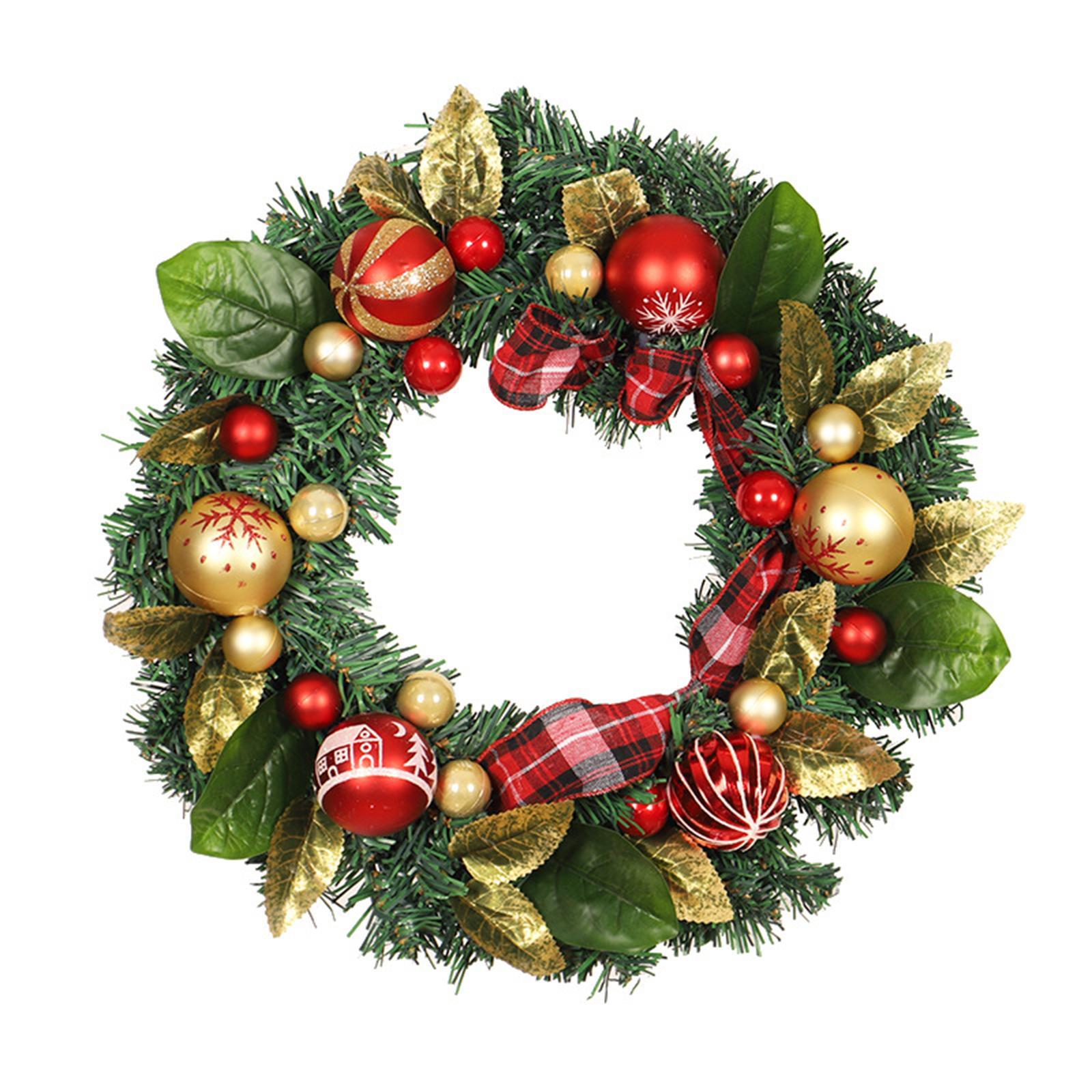 Artificial Leaves Christmas Ball Wreath Door Wreaths for Xmas Home Indoor