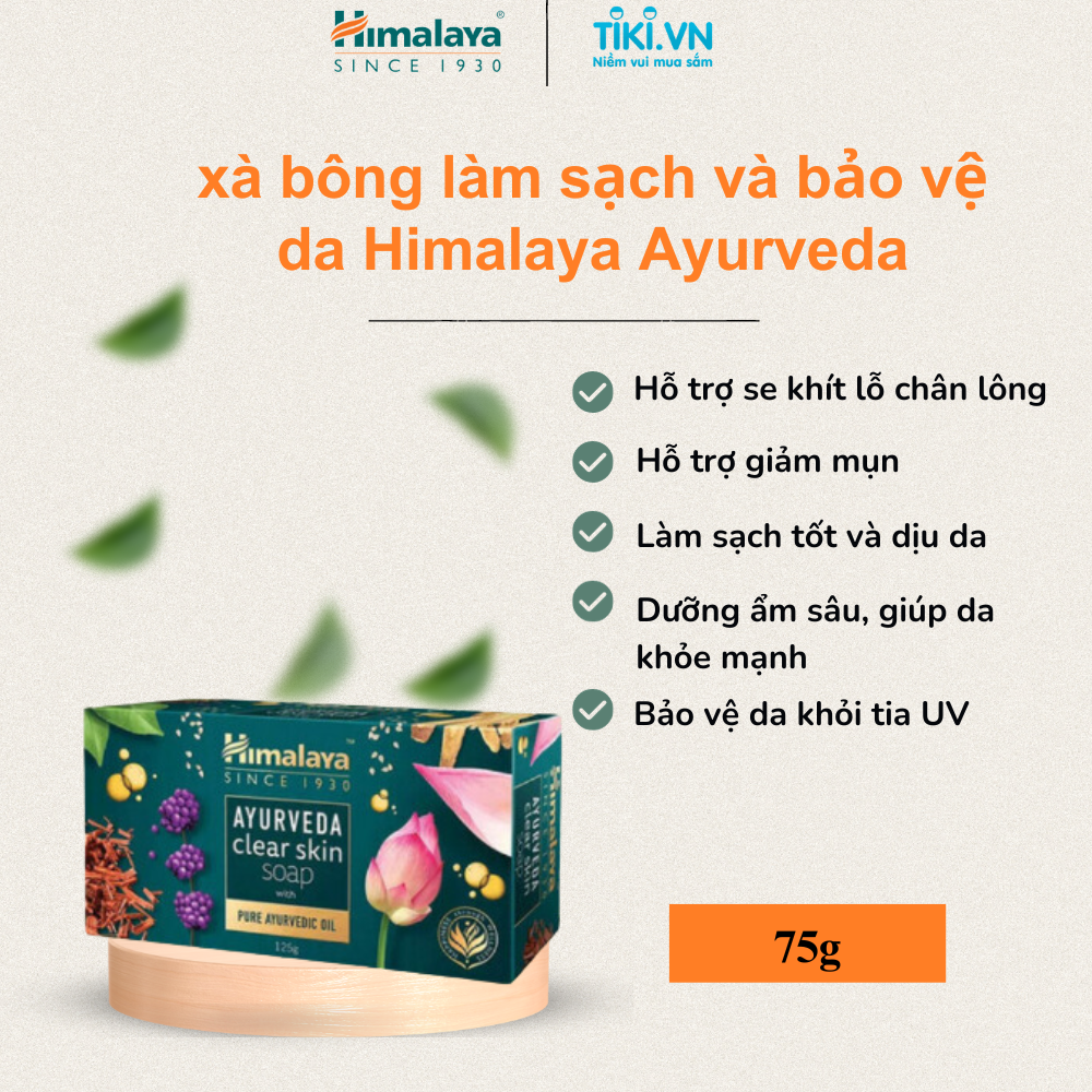 XÀ BÔNG LÀM SẠCH VÀ BẢO VỆ DA HIMALAYA AYURVEDA CLEAR SKIN SOAP 75G