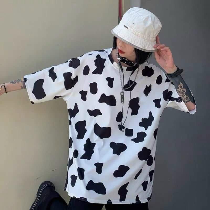 Hình ảnh Áo Thun Tay Lỡ Oversize BÒ SỮA Unisex Nam Nữ Form Rộng HOT TREND