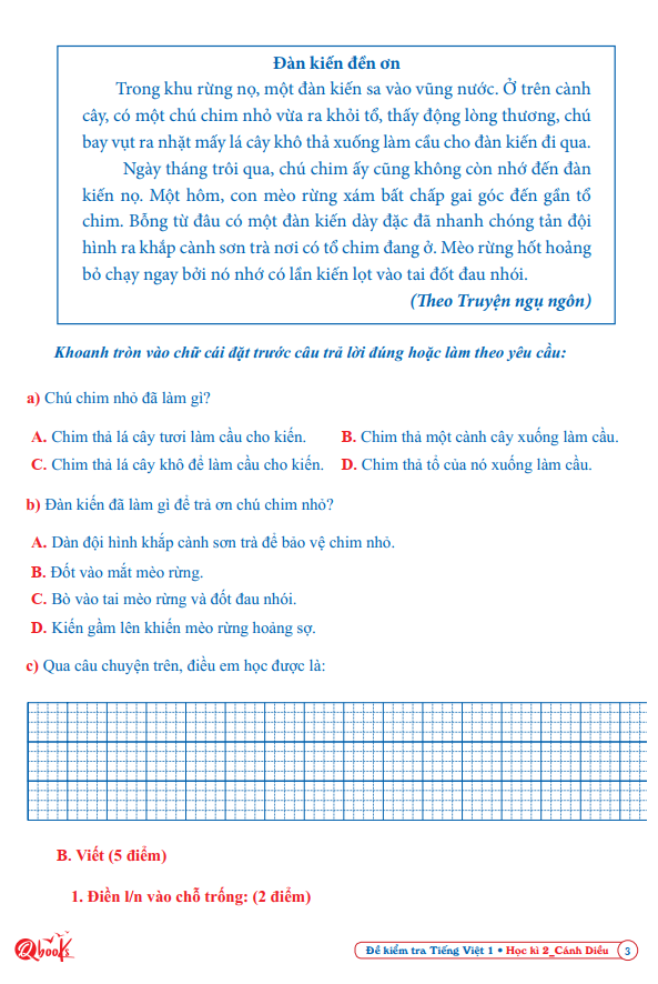 Combo Đề Kiểm Tra Toán - Tiếng Việt Lớp 1 - Học Kì 2 - Cánh Diều (2 cuốn)