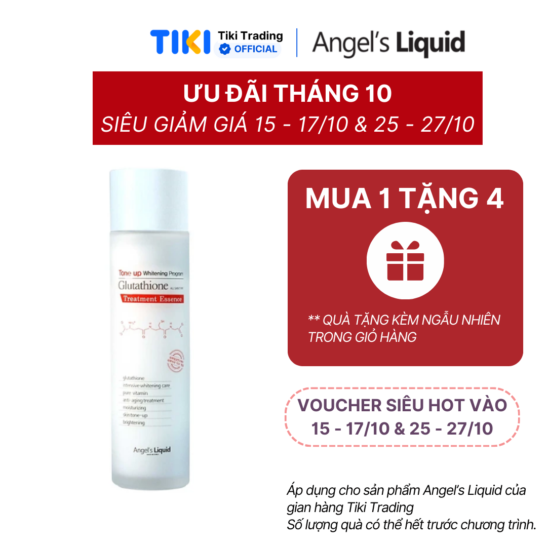 Nước Thần Dưỡng Trắng Da Cân Bằng Độ Ẩm Angel's Liquid Tone Up Whitening Program Glutathione Treatment Essence 150ml