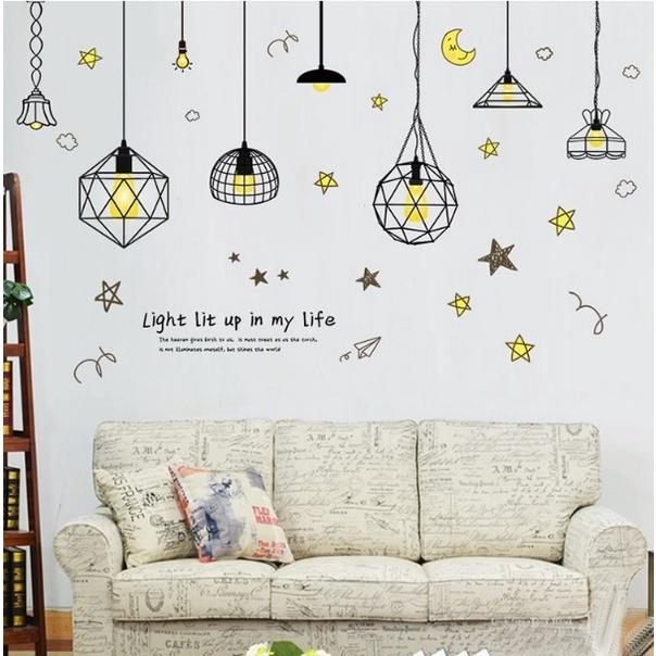 DECAL TRANG TRÍ DÁN TƯỜNG chi tiết BÓNG ĐÈN hiện đại