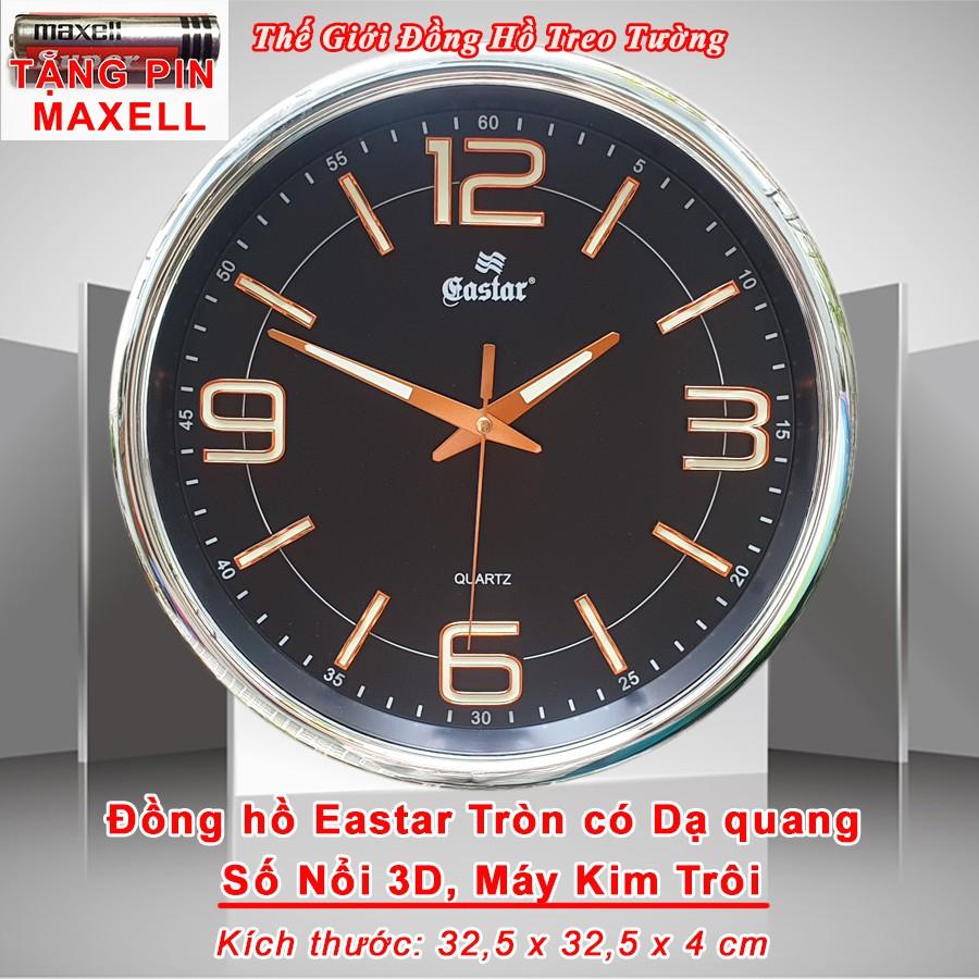 Đồng Hồ Treo Tường KIM TRÔI DẠ QUANG EASTAR – Số Nổi 3D – Tặng Pin Maxell - Bảo Hành 1 Năm