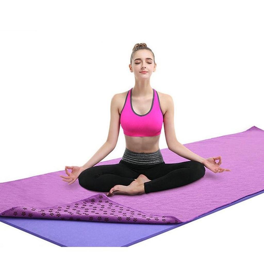 Khăn Trải Thảm Tập Yoga Chống Trượt Thấm Mồ Hôi Cao Cấp Tặng Túi Đựng Khăn YO19