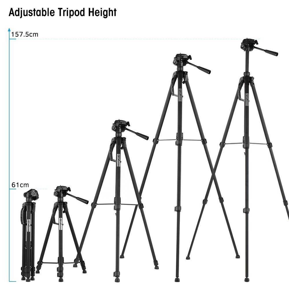 Chân máy ảnh, tripod Weifeng WT-3520, khung hợp kim cao cấp điều chỉnh được độ cao, có tay cầm cực chắc chắn tặng đầu kẹp điện thoại