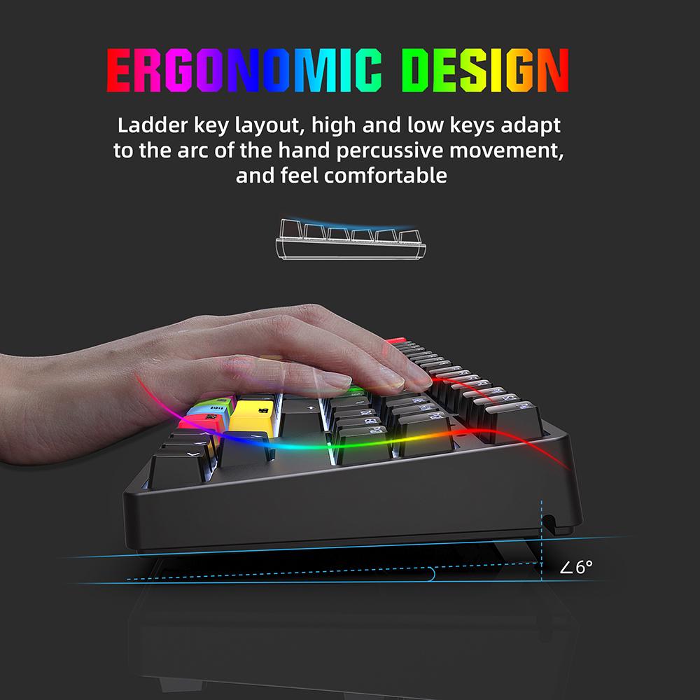 HXSJ L600 87 Keys Wired Mechanical Keyboard Two-color Injection Keycap White Backlight Detachable Type-C Cable