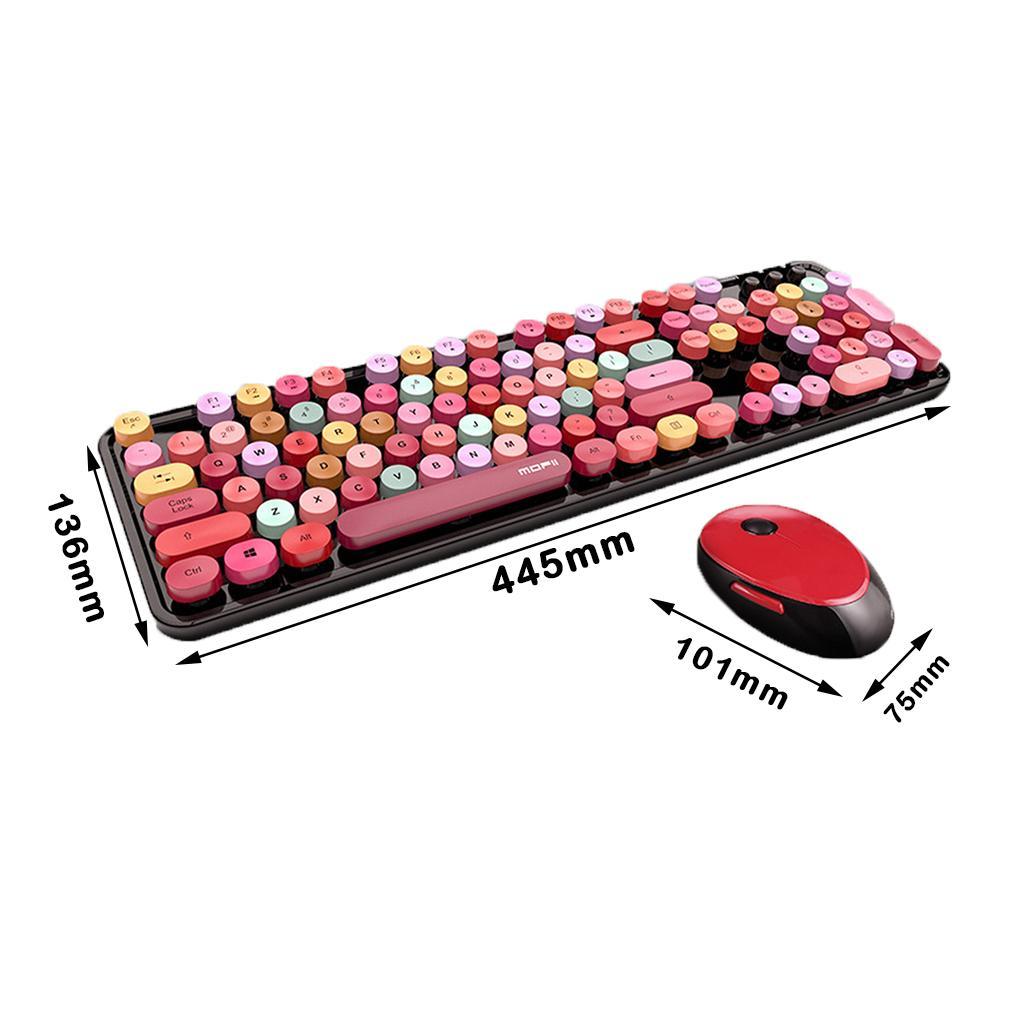 Mixed Color Wireless Keyboard and Mouse 104 Colorful Red Mixed Color