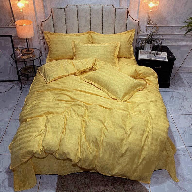 Bộ 4 Món Ga Gối SỌC 3F Vải Cotton Lụa - Hồng Nhạt - LAN PHAM BEDDING