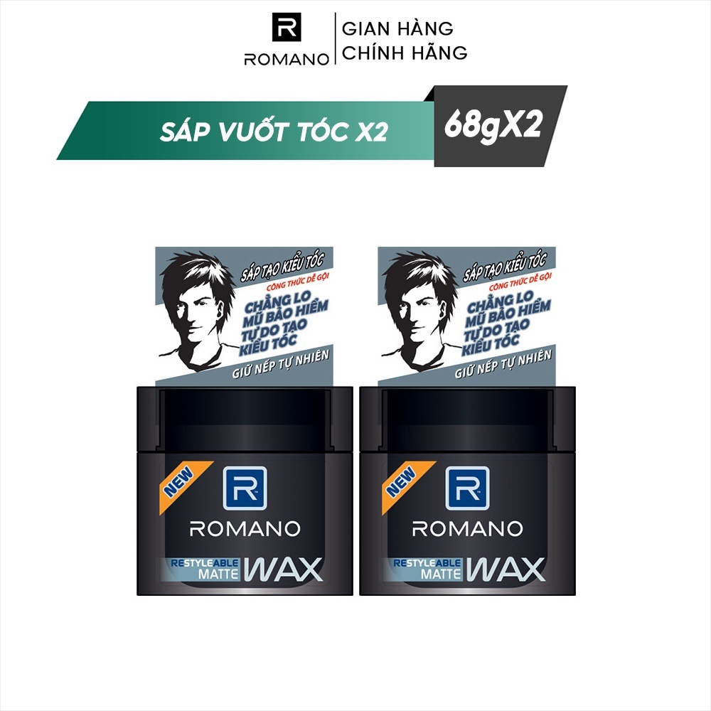 Combo 2 Wax tạo kiểu tóc Romano Restyleable 68g/hộp