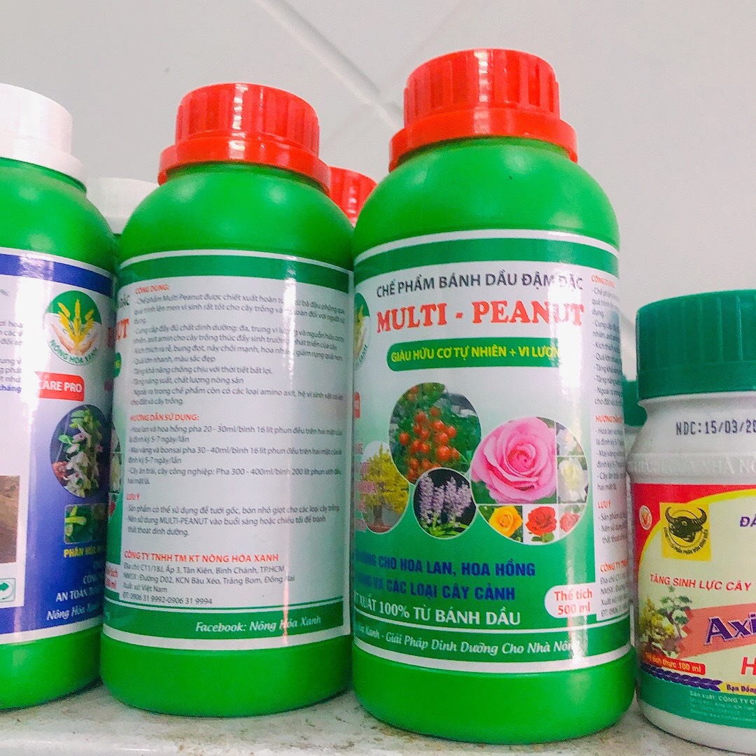 Phân bón bánh dầu đậm đặc Multi Peanut chuyên cho hoa lan, hoa hồng, mai vàng, cây cảnh - 500ml