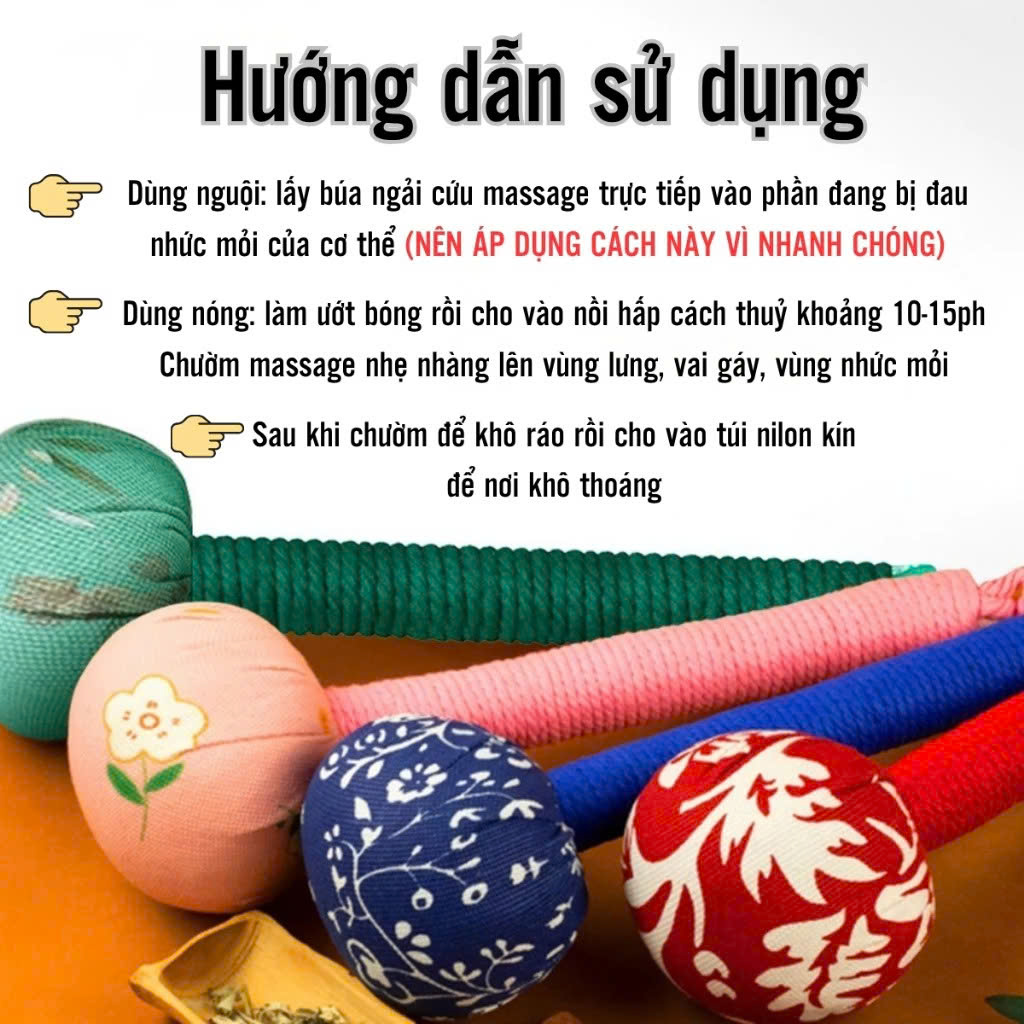 Búa Ngải Cứu Thảo Dược Massage – Gậy Đấm Lưng Cổ Vai Gáy, Thư Giãn Cơ Thể - HÀNG CHÍNH HÃNG MINIIN