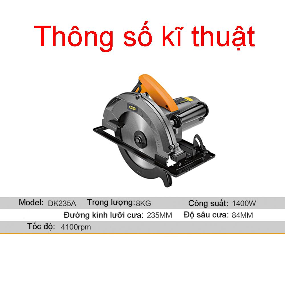 Máy Cưa Gỗ Cầm Tay Dera 235A Đường Kính Lưỡi Cưa Đĩa 235mm, Có Chỉnh Góc, Ốp Bảo Vệ, Công Suất 1400W - Hàng Chính Hãng