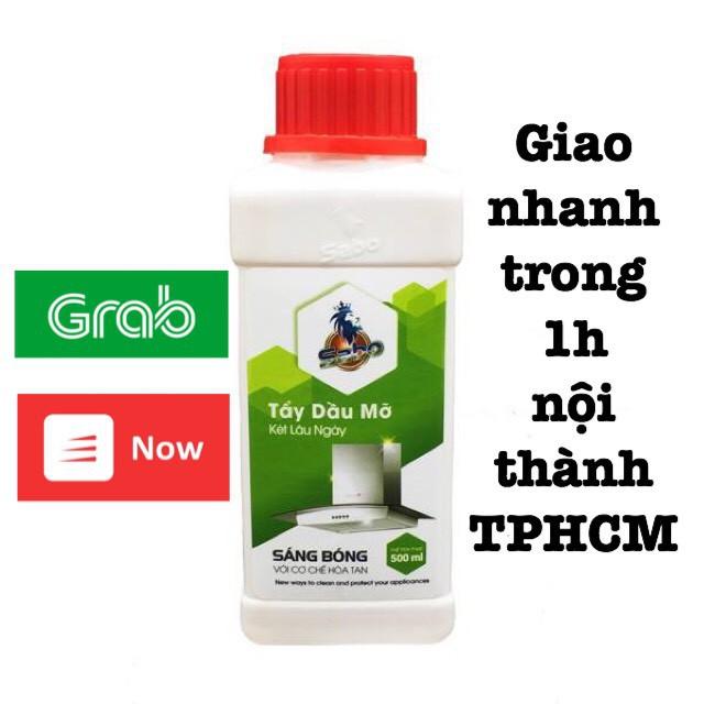 Tẩy dầu mỡ két lâu năm SABO-M, tẩy sạch 100% dầu mỡ trên lưới hút mùi, tường nhà bếp, xoong nồi chai 500ml không mùi