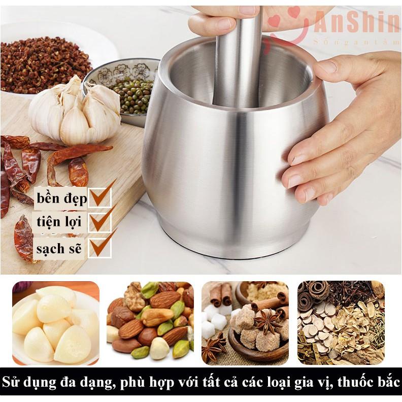 Cối chày Inox 304 size lớn - hàng chính hãng AnShin cao cấp