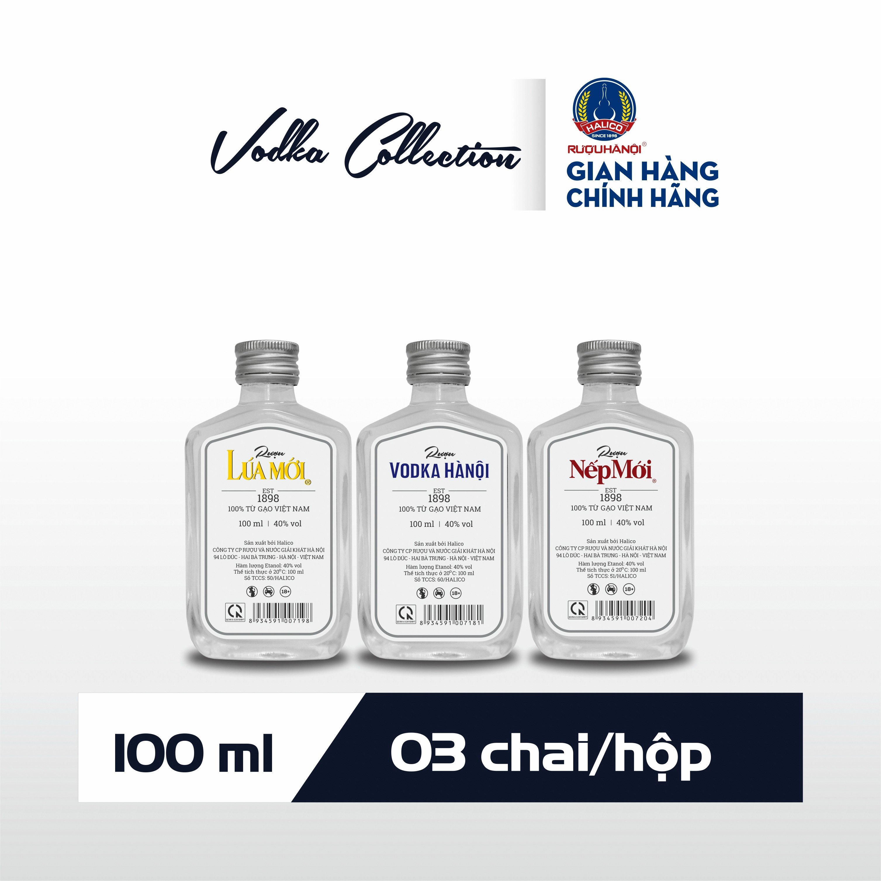 Rượu Vodka Collection HALICO nồng độ 40% chai 100ml  kèm hộp