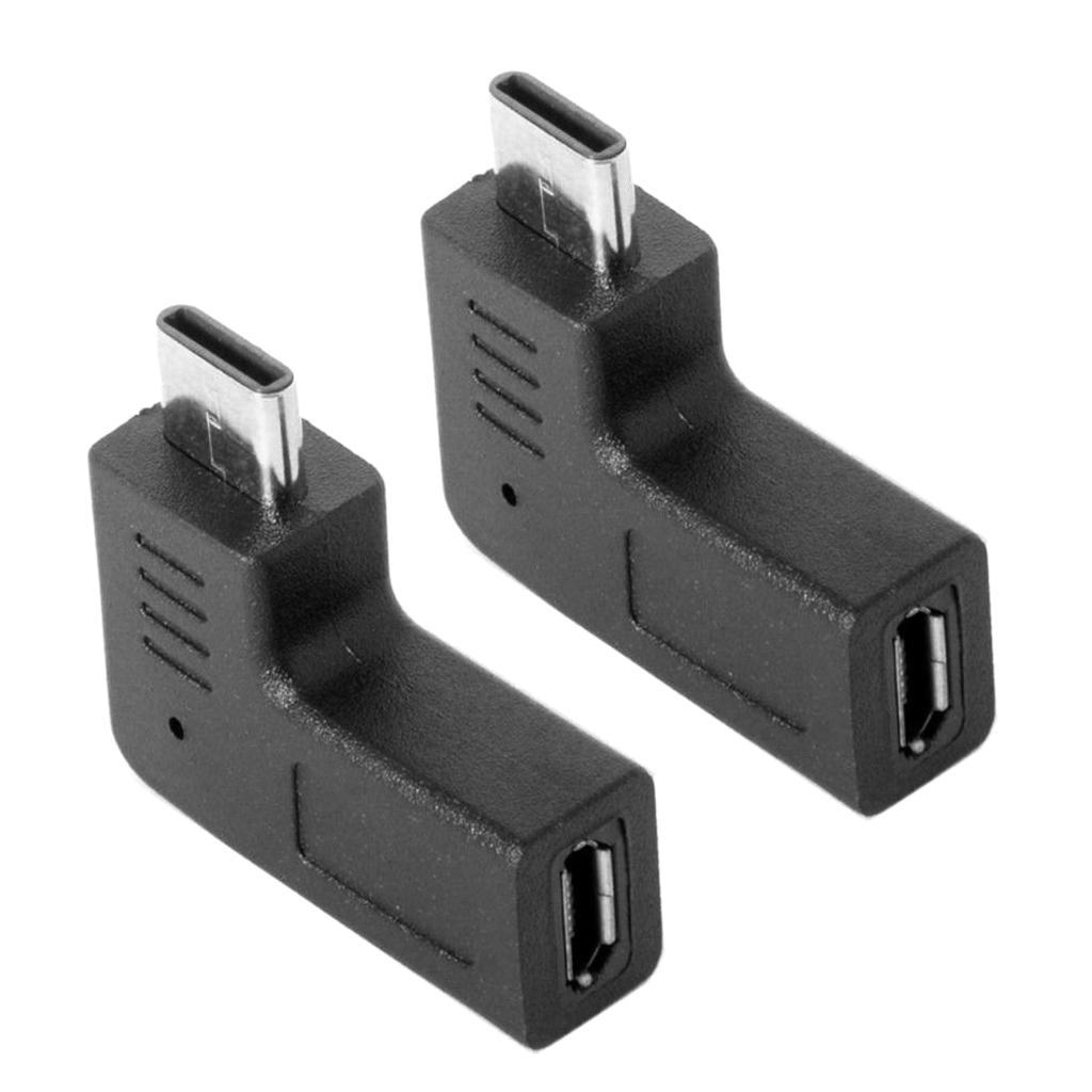 2x 90 Degree Micro USB Female To Type C Male Adapter For Samsung,Huawei,PC