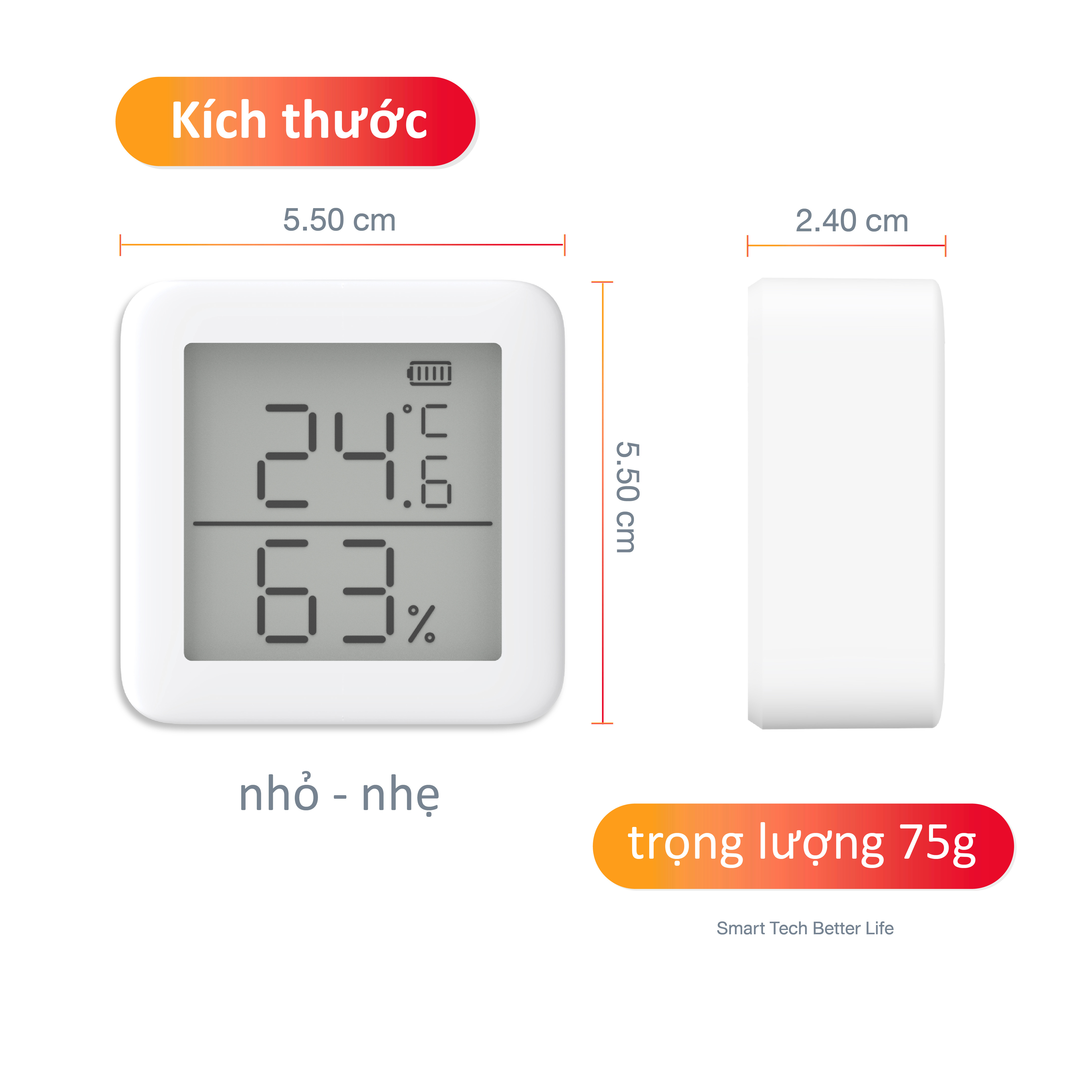 Máy đo nhiệt độ, máy đo độ ẩm thông minh SWITCHBOT Meter Hàng chính hãng - Cảm biến nhiệt thông minh bluetooth kết hợp SwitchBot Mini/ điều khiển bằng giọng nói qua Alexa, Google Home, HomePod, IFTTT