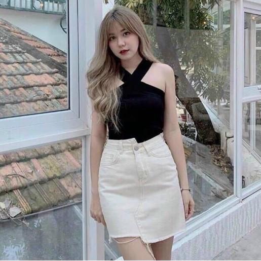 Áo kiểu cổ yếm chéo dây điệu, Áo hai dây cổ chéo CS0678 - NhiNhi Shop