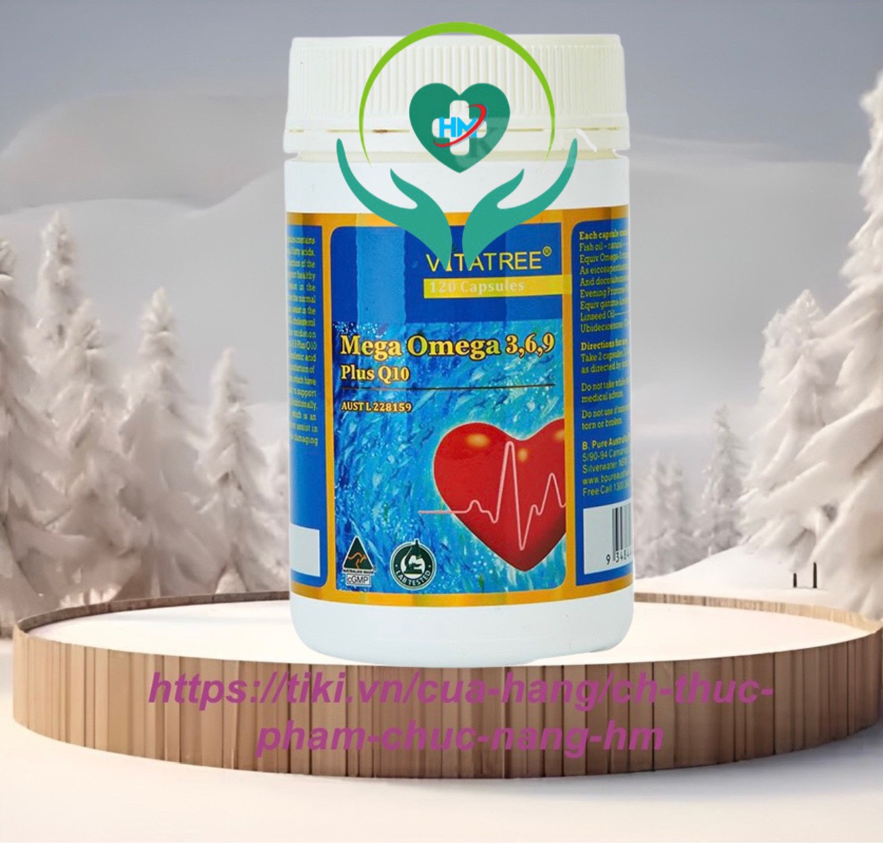 Vitatree Mega OMEGA 369 Plus Q10 Hộp 120 viên - Nhập Khẩu Úc -Cung Cấp Acid Béo ,Chống Oxy Hóa - Bảo Vệ Tim Mạch