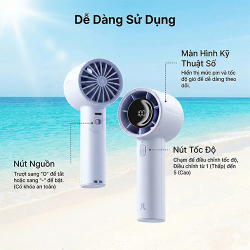 Quạt mini tích điện cầm tay Jisulife Handheld Fan Life10 S 5000mAh - Hàng chính hãng