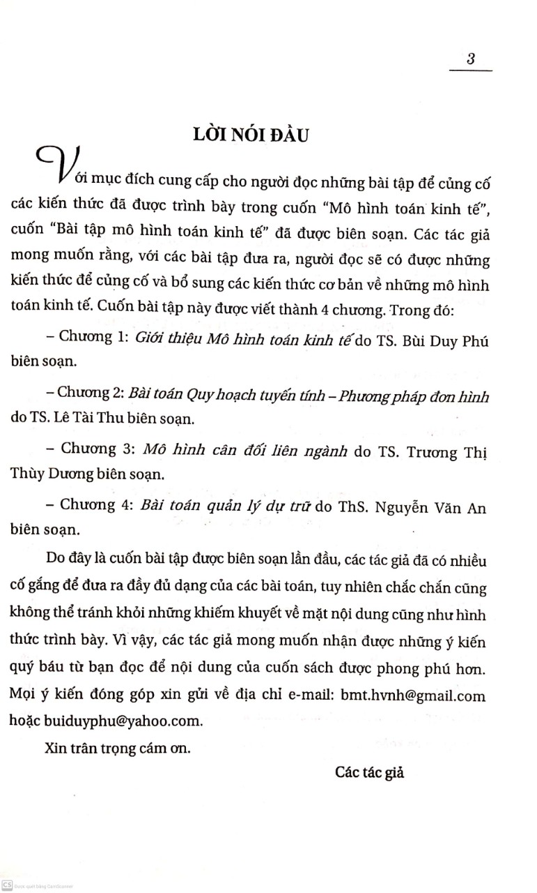Combo Mô Hình Toán Kinh Tế + Bài Tập