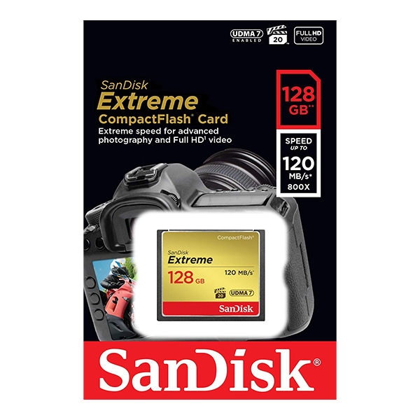 Combo Thẻ Nhớ CF Sandisk 128GB Extreme 800X New (120 Mb/s) - Hàng Nhập Khẩu