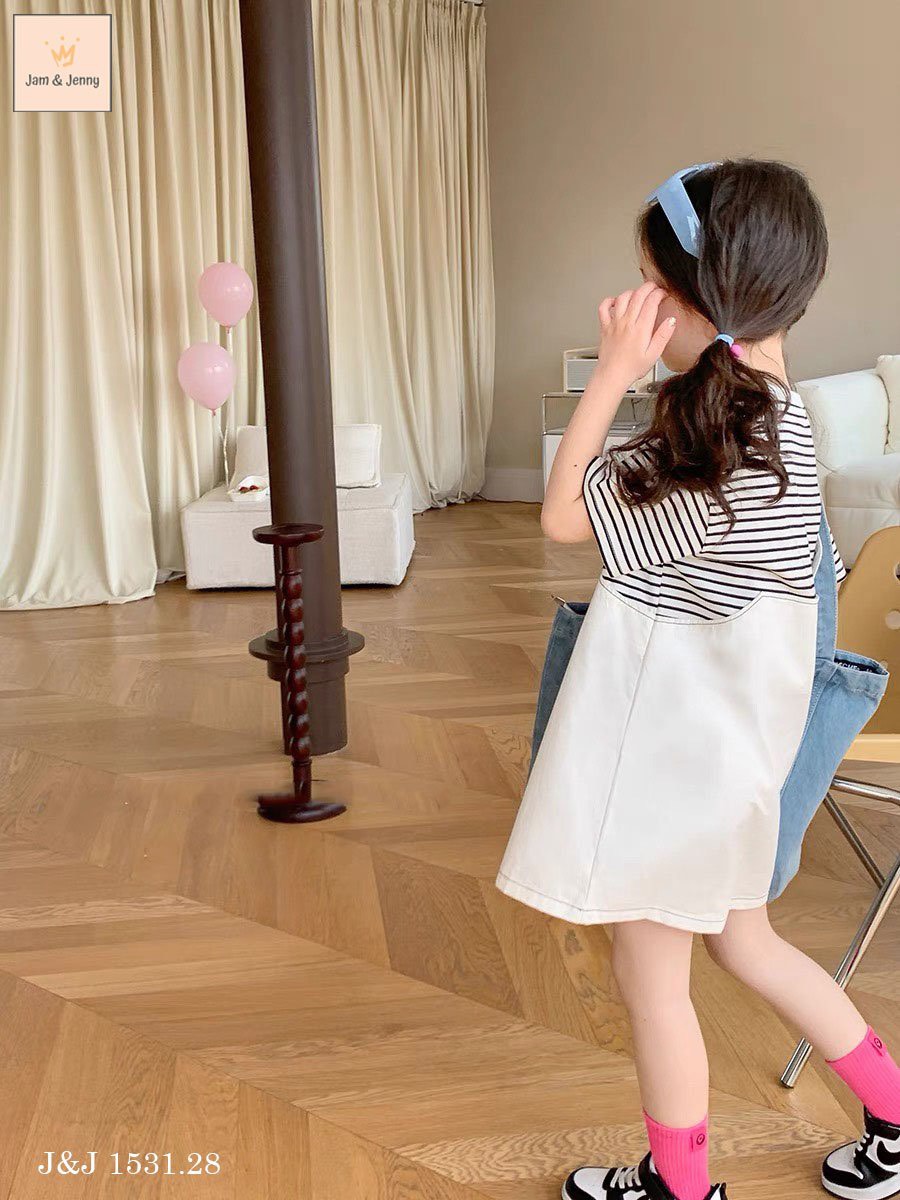 [Từ 1 đến 12 tuổi] Set váy liền thân trên cotton yếm kaki phong cách từ 1 đến 12 tuổi cho bé gái
